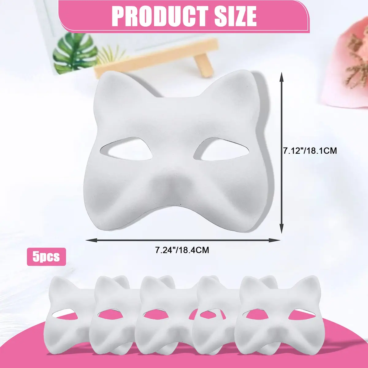 NeverGarden 5pcs White Fox Mask DIY Paintable Cosplay Accessories | Unisex Adult Half Face Masks - view 2