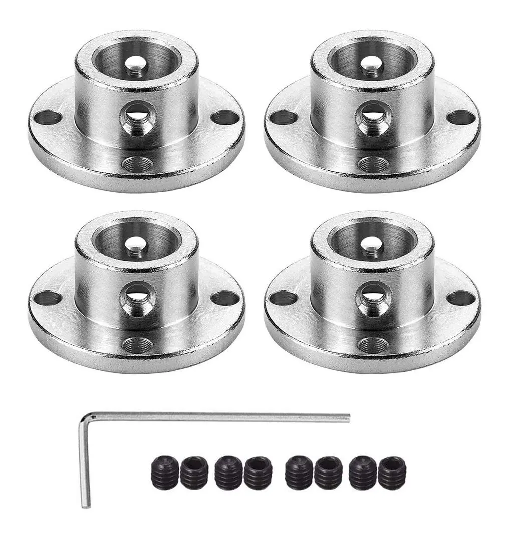 daier 12mm Flange Coupling Connector Set with Hex Wrench | 4-Piece Alloy Steel Rigid Shaft Coupler - main product image