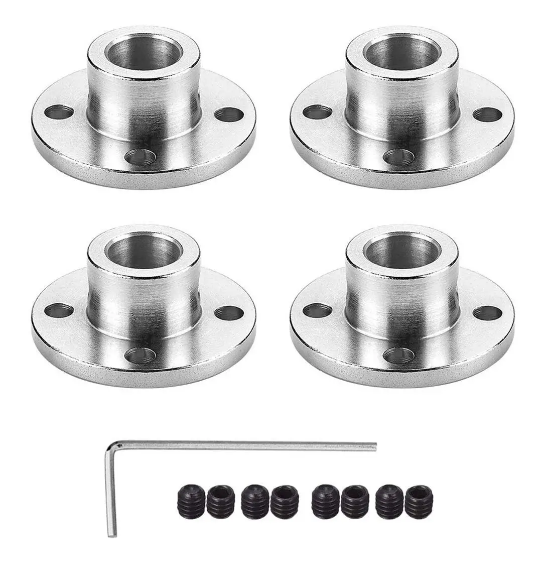 daier 10mm Flange Coupling Connector Set with Hex Wrench & Screws | 4Pcs Steel Rigid Coupler Accessory - main product image