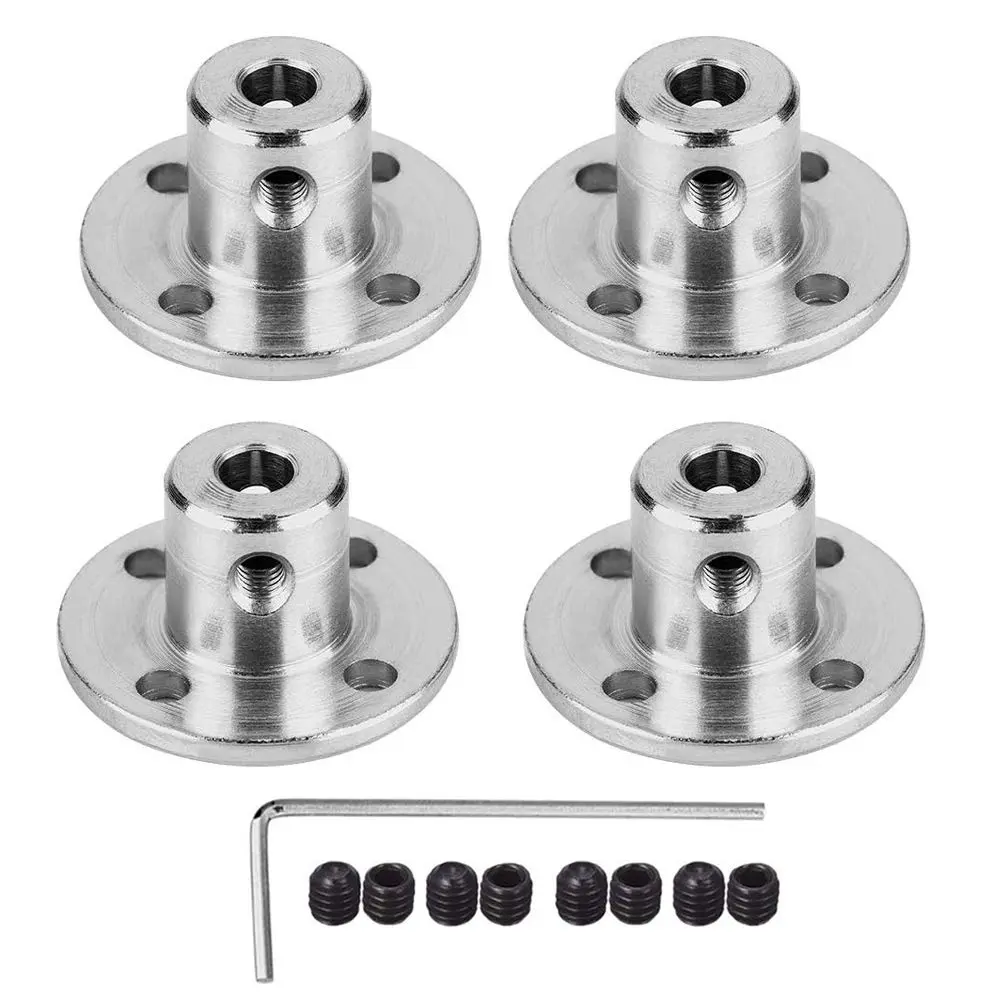 daier 4mm Flange Coupling Connector Set with Hex Wrench & Screws | 4 Pieces, 12mm Height, M3 Screws - main product image