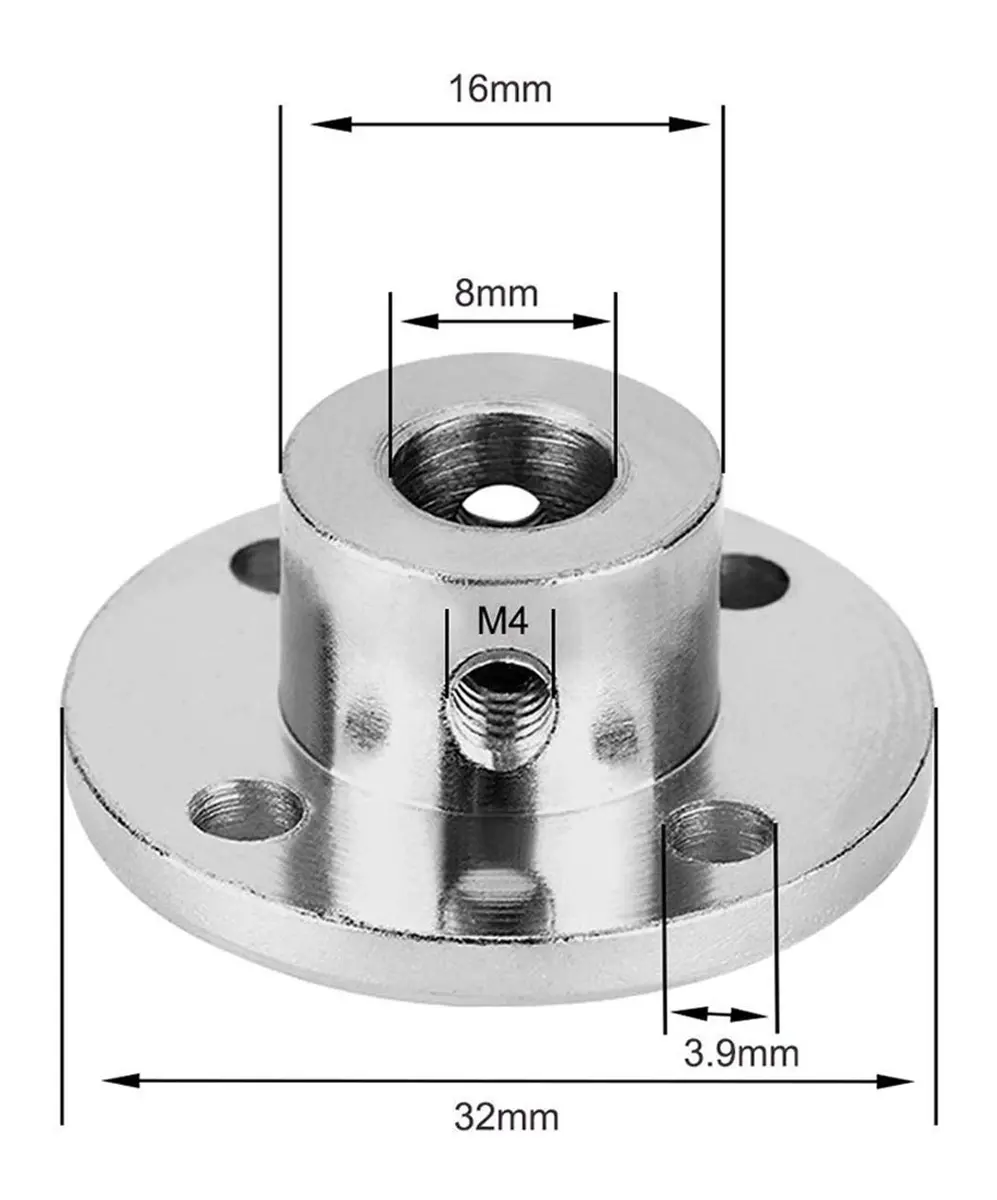 daier 8mm Flange Coupling Connector | Rigid Guide Model for RC Model Motors, 4 pcs, Steel & Alloy, 13mm height - view 2
