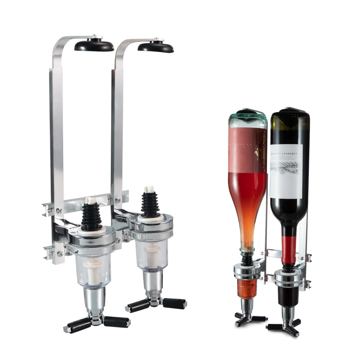 MUGLIO 2 Bottle Wall Mounted Liquor Dispenser Stand | Modern Aluminum Alloy Bar Butler Bracket - main product image