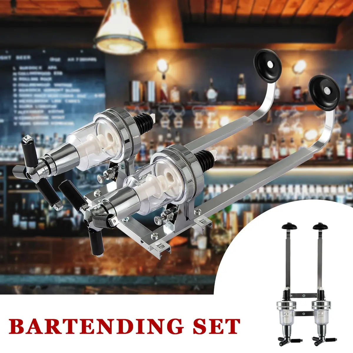MUGLIO 2 Bottle Wall Mounted Liquor Dispenser Stand | Modern Aluminum Alloy Bar Butler Bracket - view 2