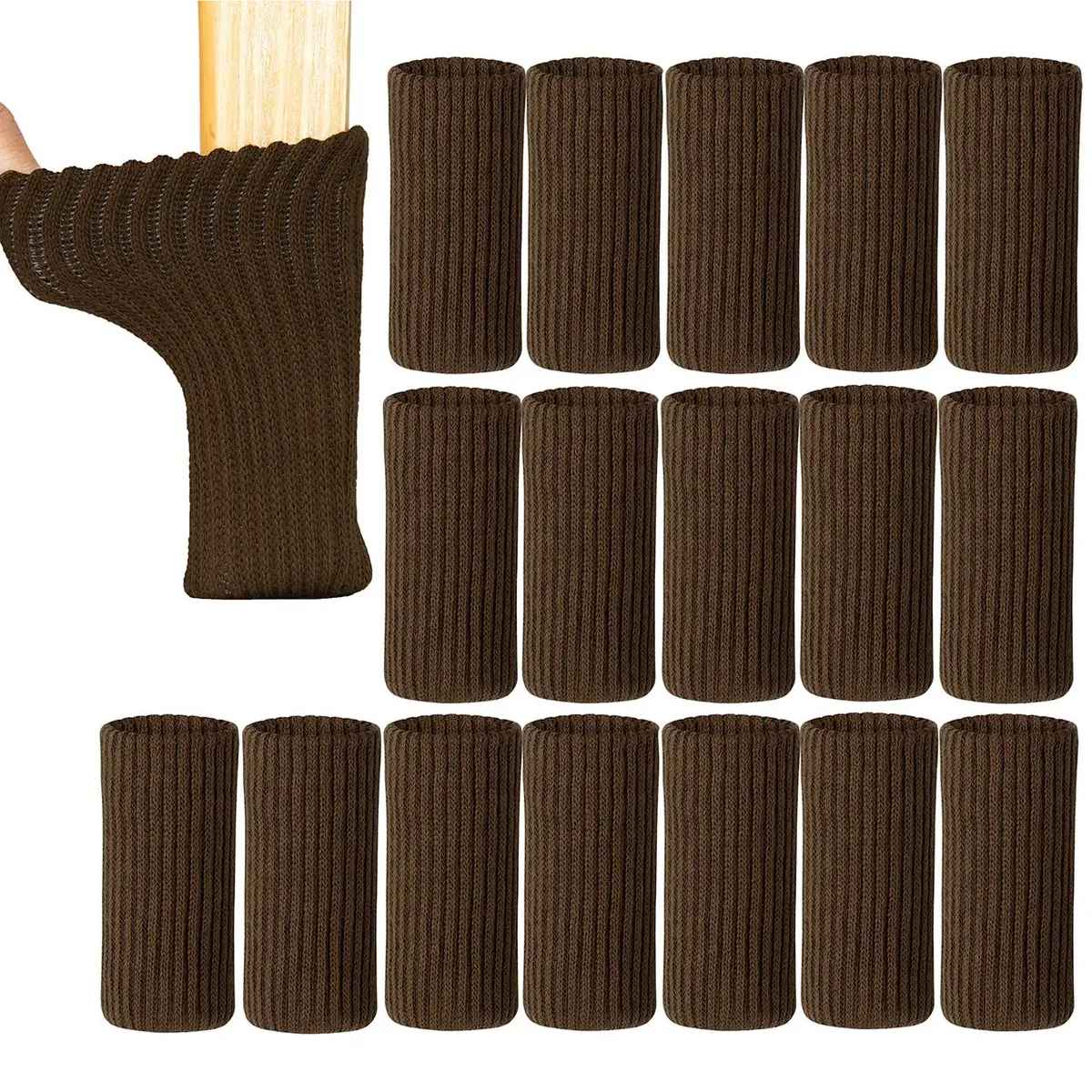UrsoKuz Furniture Leg Socks 24PCS | Non-Slip Knitted Chair Protectors for Hardwood Floors, Girth 2.7"-7" | Reusable Floor Protectors - main product image