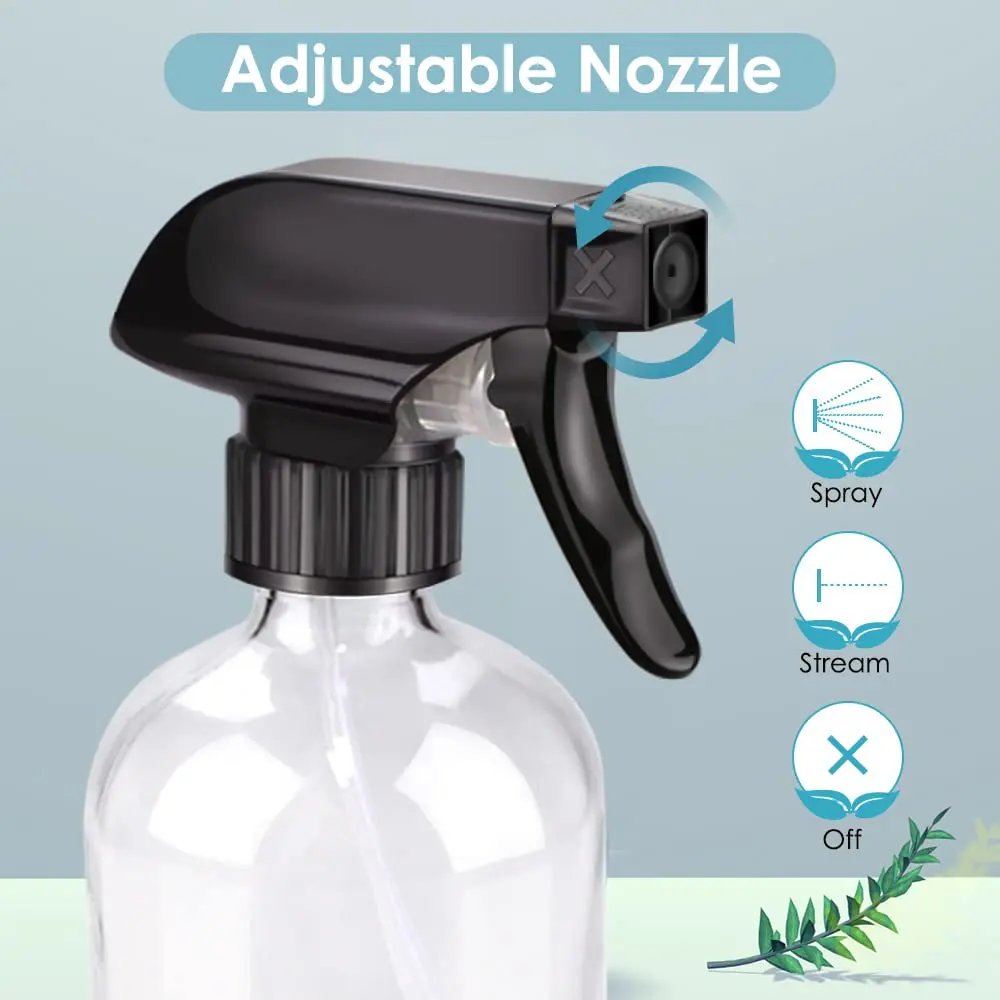 Bontip Glass Spray Bottle 473ml (16 oz) for Cleaning & Plants | UV Protection, BPA-Free, 2-Pack - view 3