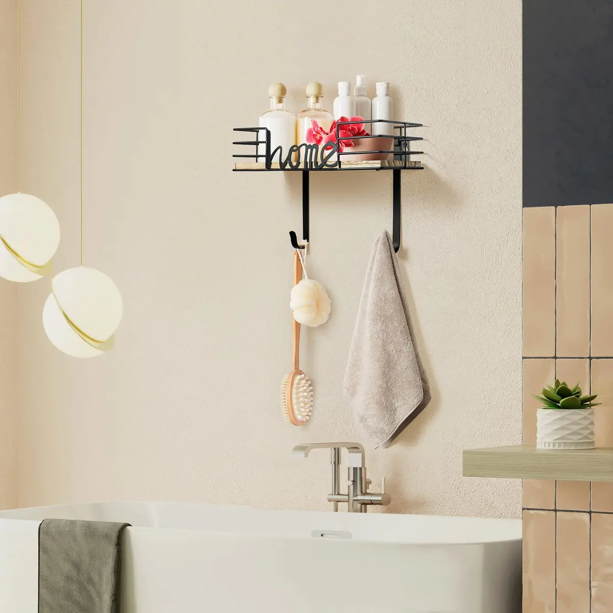 TJ.MOREE Ironing Board Hanger Wall Mount with Wooden Basket & Hooks | Space-Saving Laundry Organizer - view 4