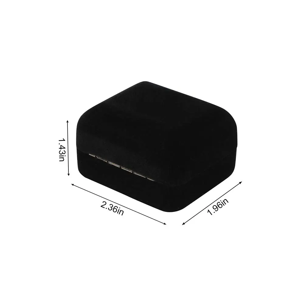 Omeet LED Velvet Ring Box for Proposal, Engagement, Wedding, Slim - Black | Compact Jewelry Storage Case with Built-in Light - view 3