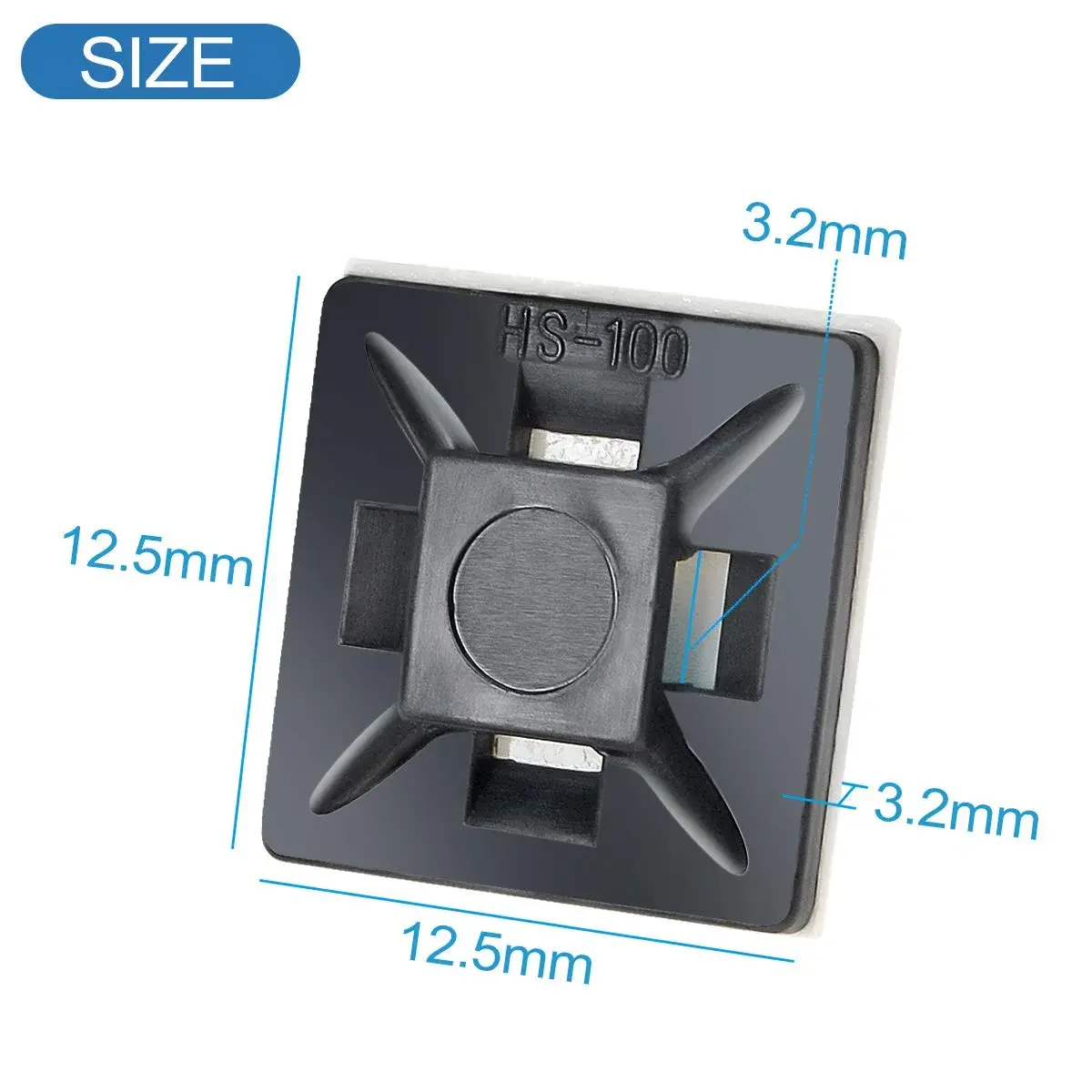 XHF Black 1/2" Self-Adhesive Cable Tie Mounts - 200 Piece Pack | Secure Wire Organization - view 3