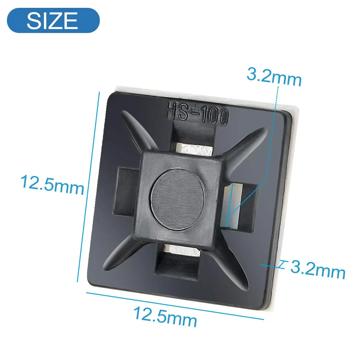 XHF 200 PCS 1/2" Black Self Adhesive Cable Zip Tie Mounts | Cable Management Organizer - view 3