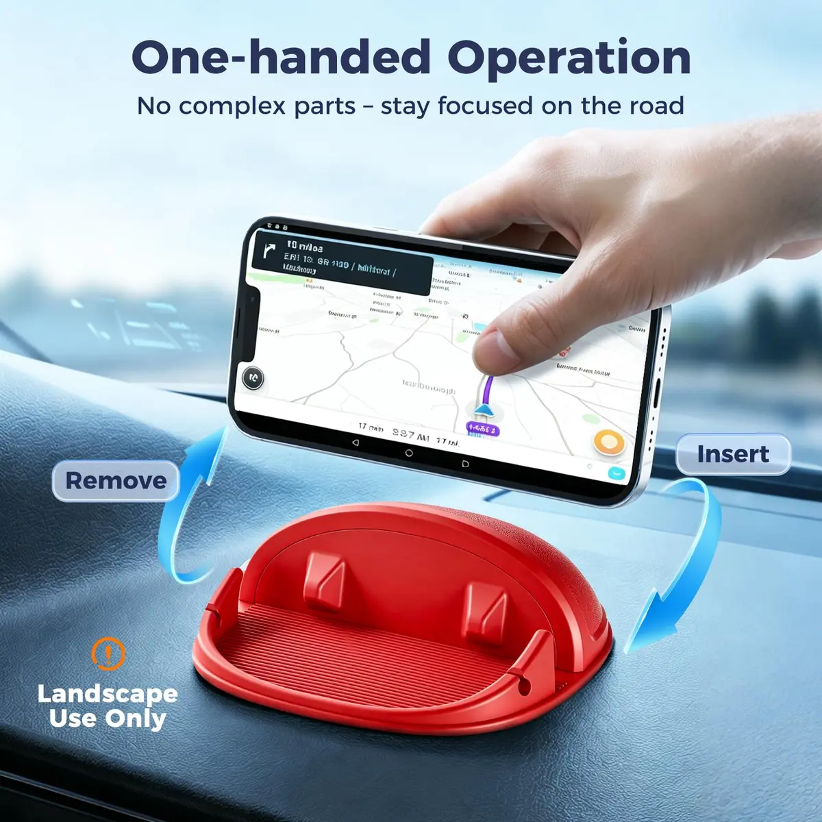 Loncaster Red Silicone Car Phone Holder Mat 12.7cm (5 inch) | Grips Phones Securely on Dashboard - view 6