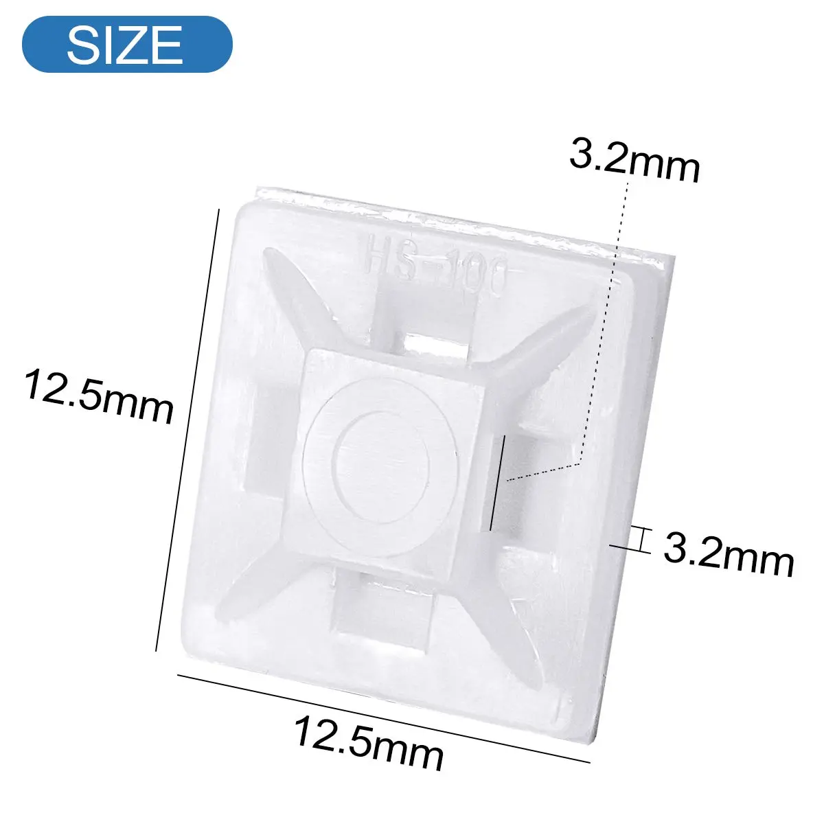 XHF 200 PCS 1/2" White Self Adhesive Cable Zip Tie Mounts | Cable Management Organizer (120 chars) - view 3