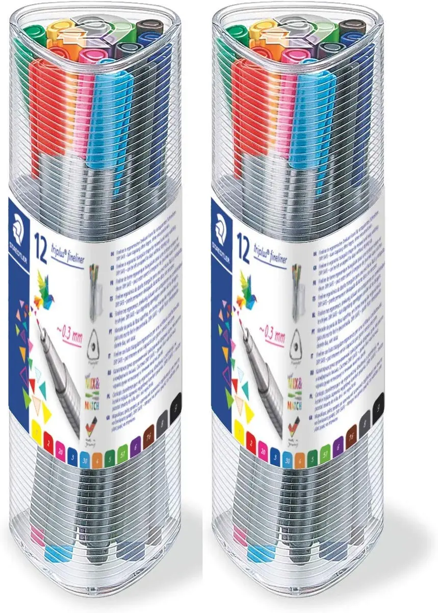 STAEDTLER Triplus Fineliner 0.3mm Pens 12 Color Set | Ergonomic Triangular Design for Precise Writing - main product image
