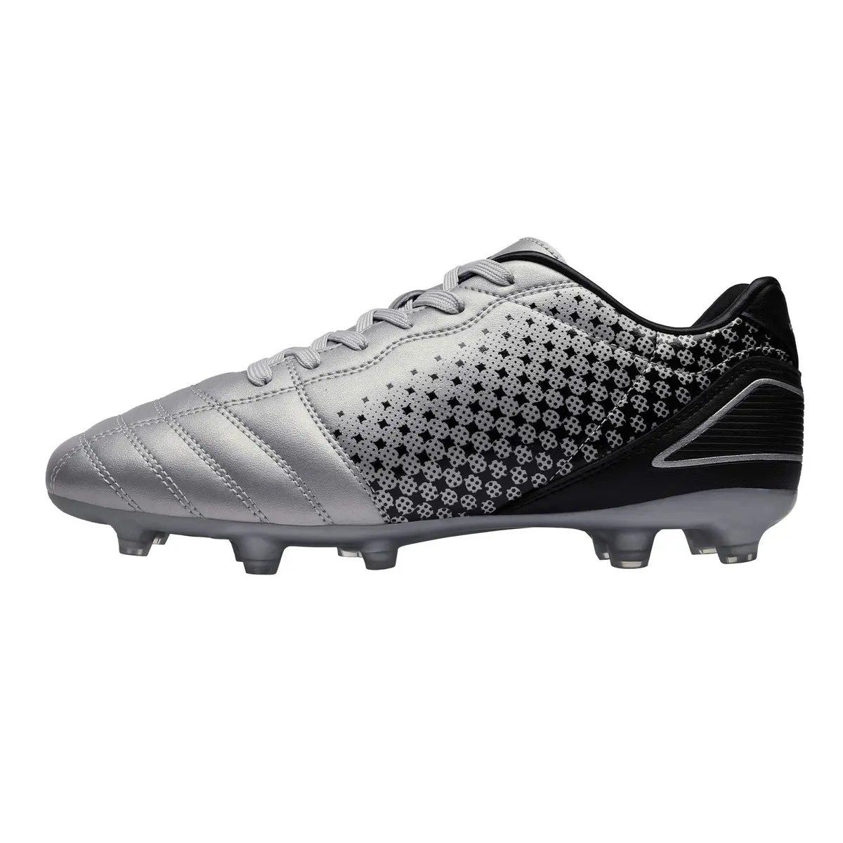 DREAM PAIRS Men's Firm Ground Soccer Shoes, Silver/Black, Size 8 | Lightweight, Traction & Comfort for Grass Play - view 2