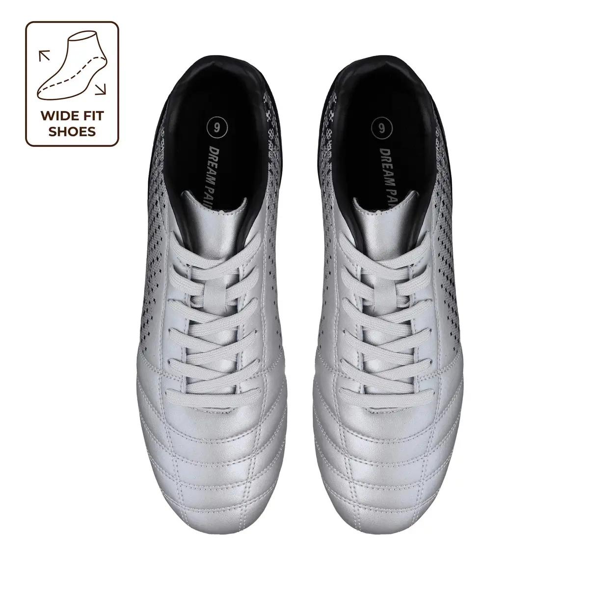 DREAM PAIRS Men's Firm Ground Soccer Shoes, Silver/Black, Size 8 | Lightweight, Traction & Comfort for Grass Play - view 3