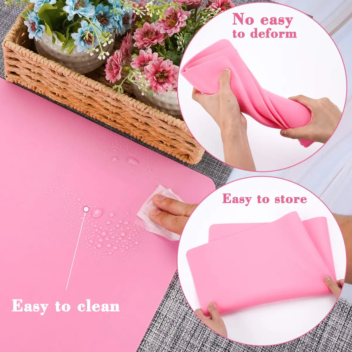 Gartful Pink Oversize Silicone Mat 70cm x 50cm (27.6" x 19.7") | Protects Surfaces from Crafts & Heat - view 6