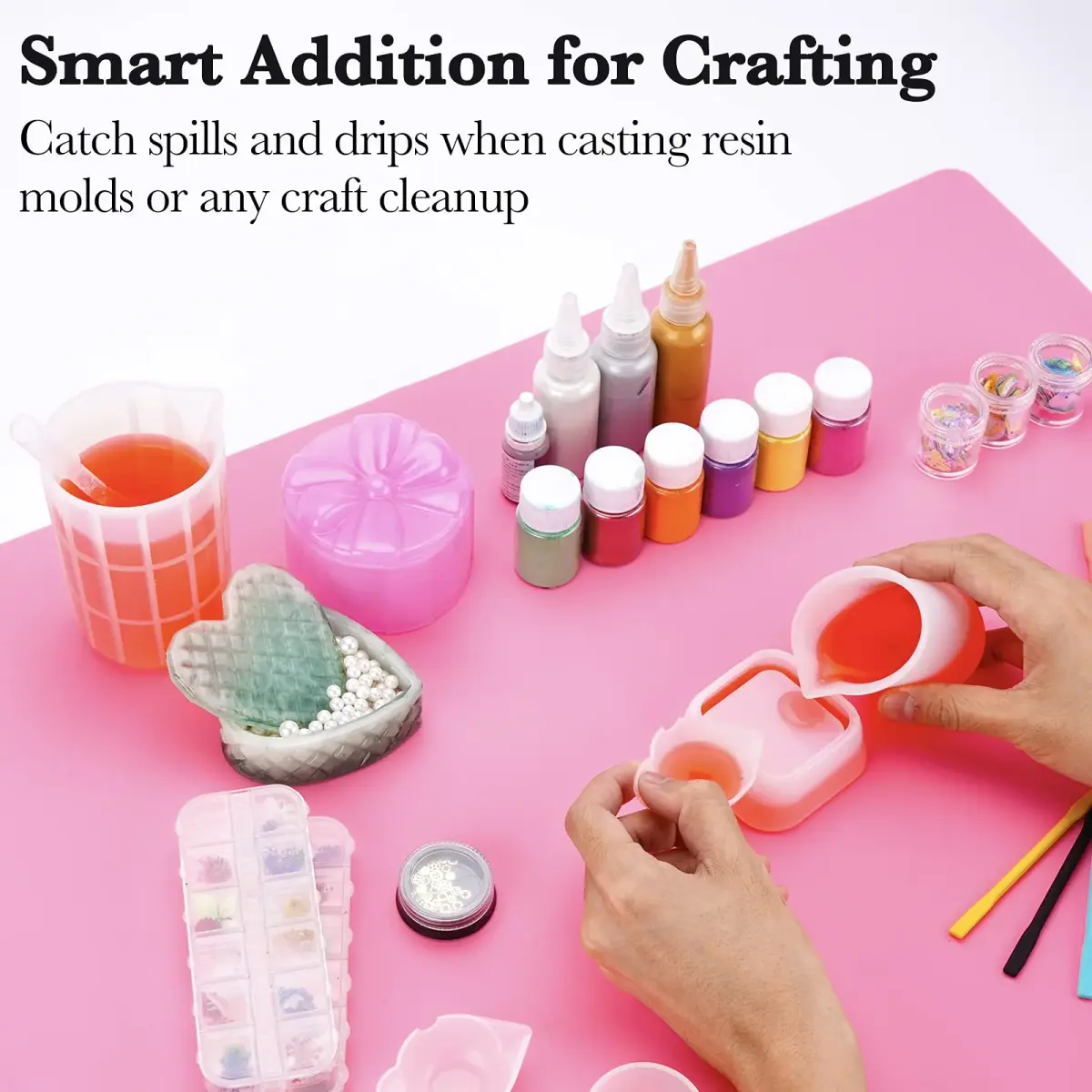 Gartful Pink Oversize Silicone Mat 70cm x 50cm (27.6" x 19.7") | Protects Surfaces from Crafts & Heat - view 3