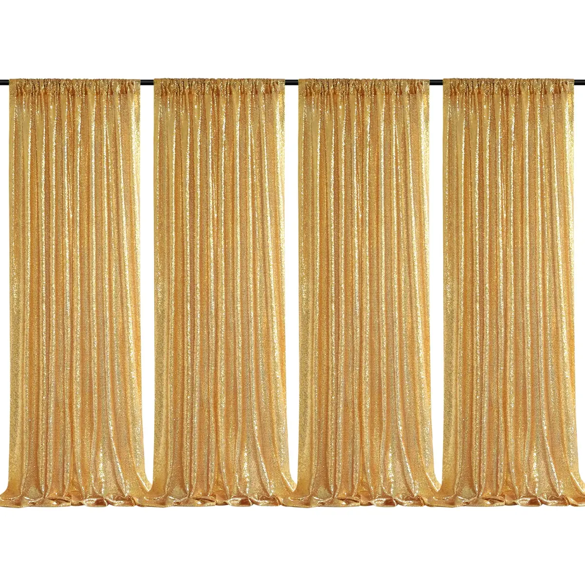 QueenDream Gold Sequin Backdrop Drapes 4 Panels 2FTx8FT | Wedding & Party Stage Decor - main product image