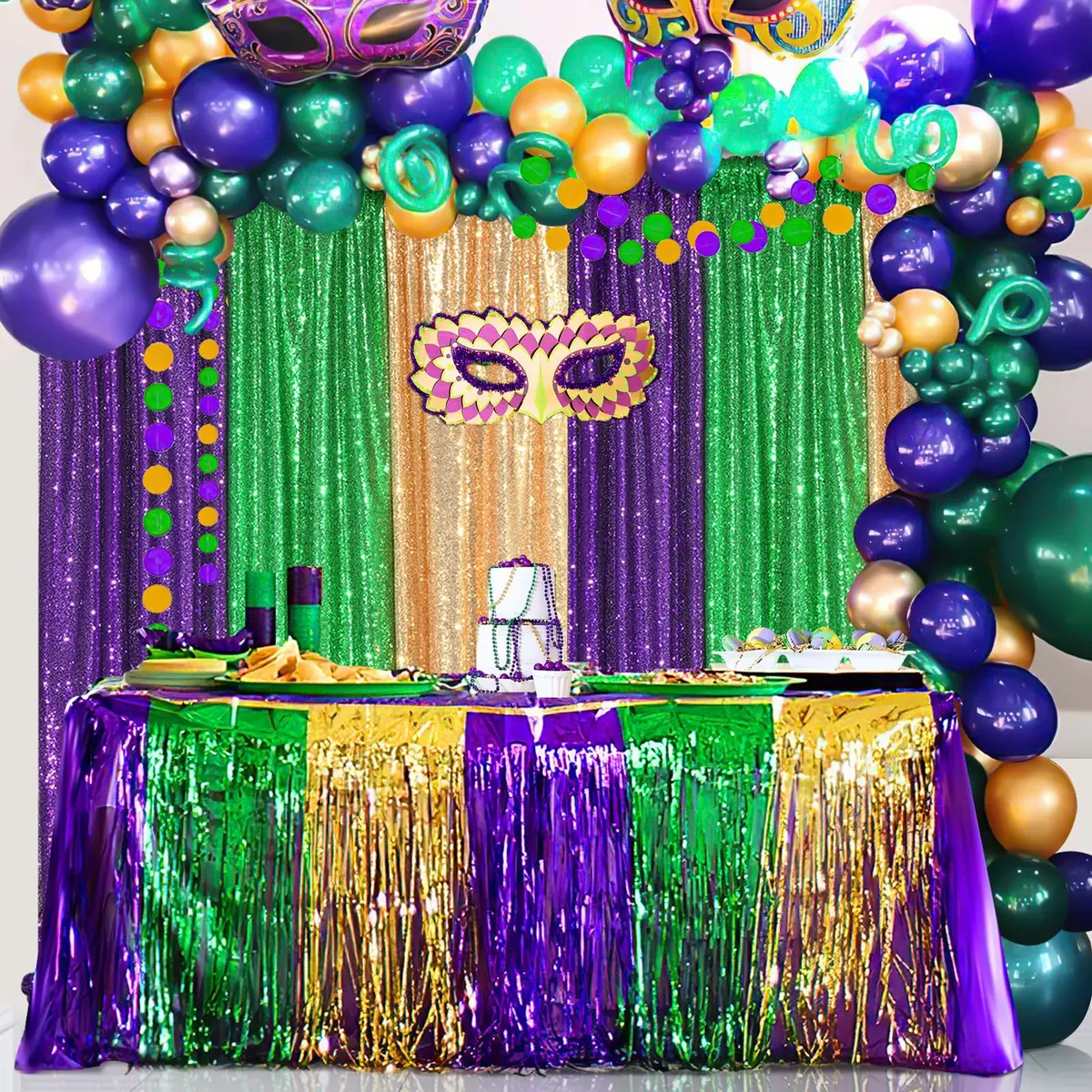QueenDream Gold Sequin Backdrop Drapes 4 Panels 2FTx8FT | Wedding & Party Stage Decor - view 7