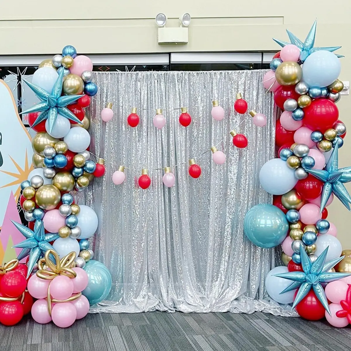 QueenDream Silver Glitter Sequin Curtain for Party Photography Backgrounds | 2FTx8FT Set of 4 Panels - view 8
