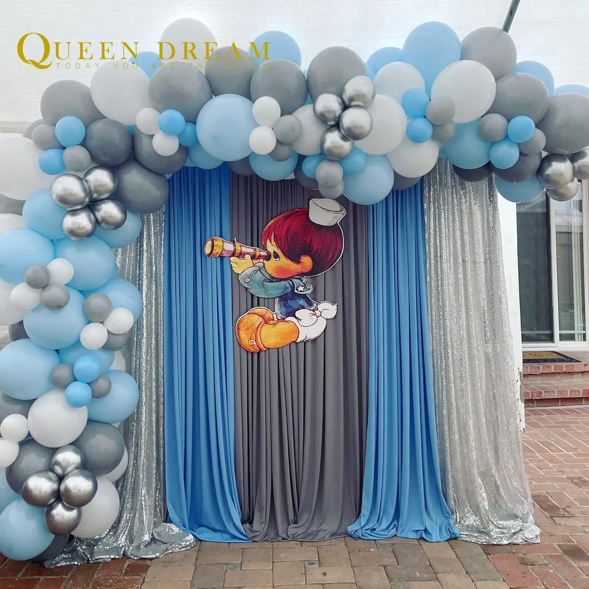 QueenDream Silver Glitter Sequin Curtain for Party Photography Backgrounds | 2FTx8FT Set of 4 Panels - view 2