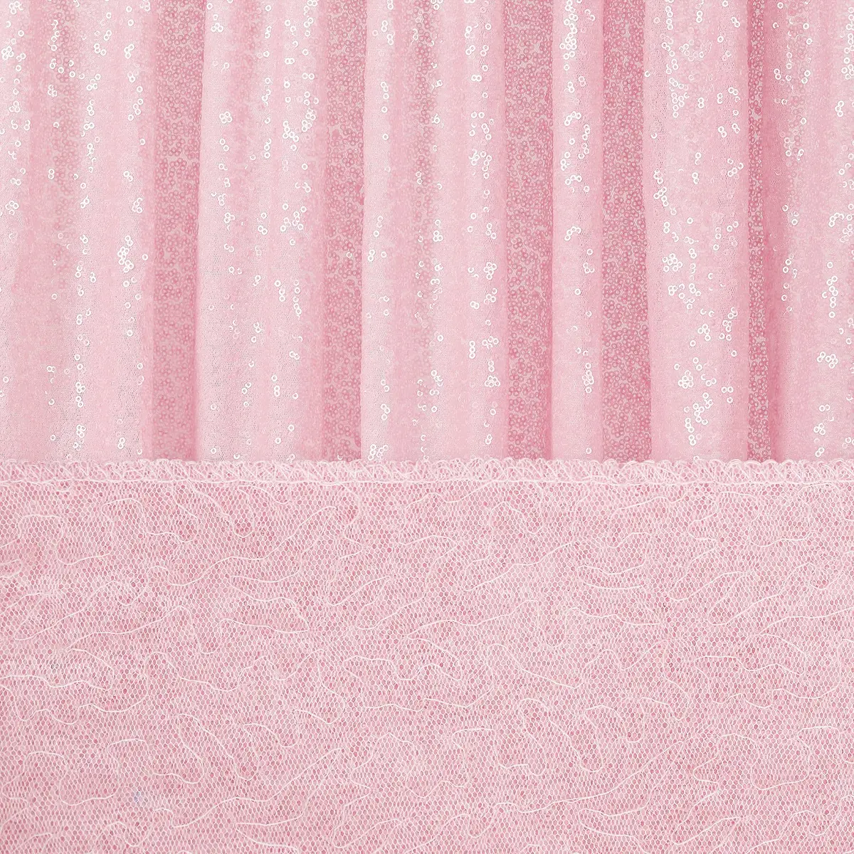 QueenDream Pink Sequin Backdrop 2 Panels 2FTx8FT | Sparkly Birthday Party Curtain with Rod Pocket - view 5