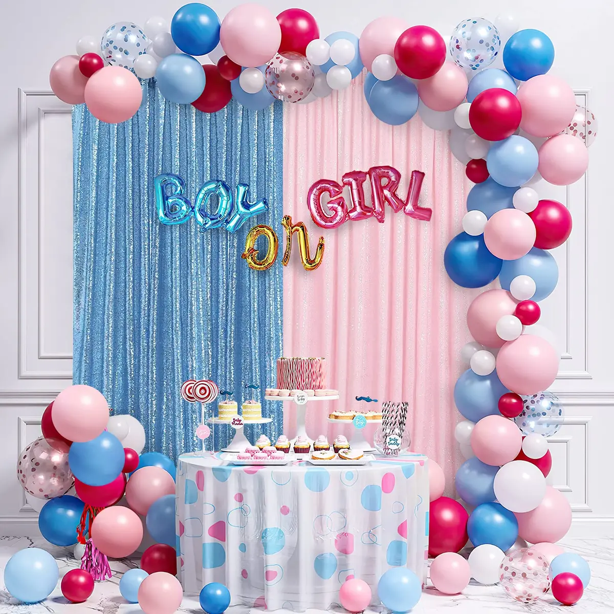 QueenDream Pink Sequin Backdrop 2 Panels 2FTx8FT | Sparkly Birthday Party Curtain with Rod Pocket - view 2