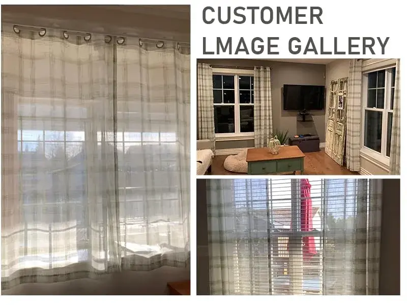 Randall Geometric Sage Green Light Filtering Curtain Panels 160cm (63") | Farmhouse Style - view 5