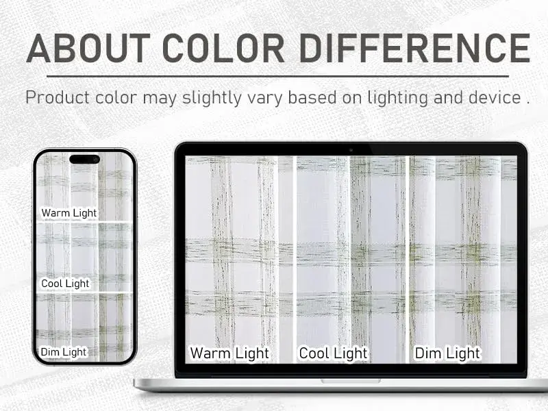 Randall Geometric Sage Green Light Filtering Curtain Panels 160cm (63") | Farmhouse Style - view 6