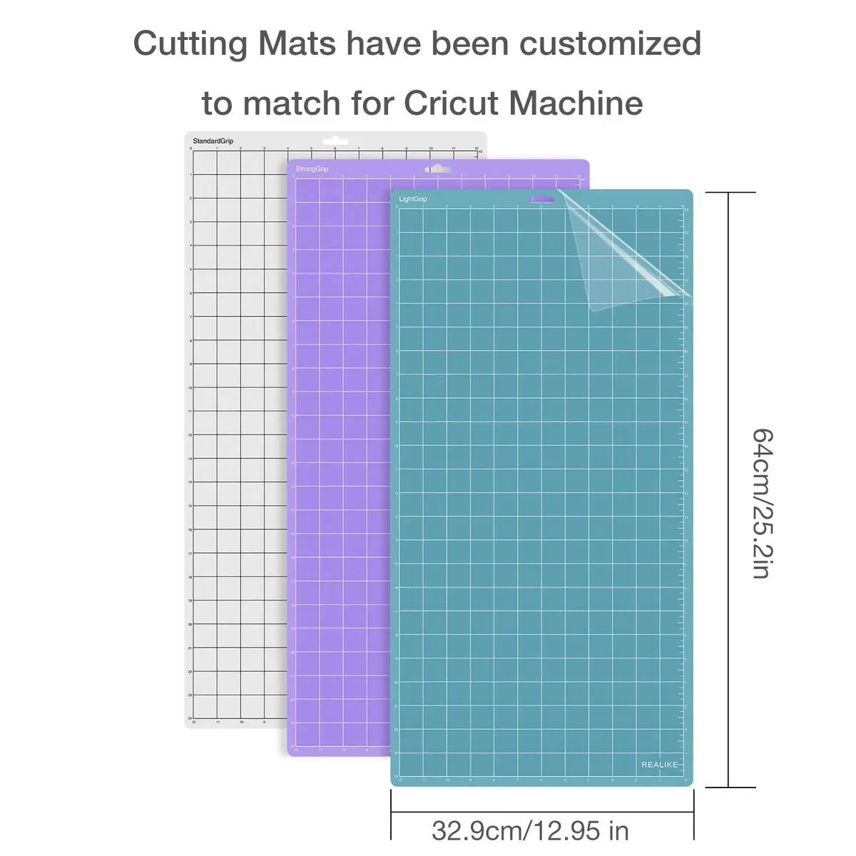 REALIKE 12x24 Cutting Mat Compatible with Cricut Maker 3/Maker 4/Explore 3/4/Air 2/Air/One, 3 Mats, PVC, Blue/Transparent/Purple | Non-Slip Craft Mat - view 2