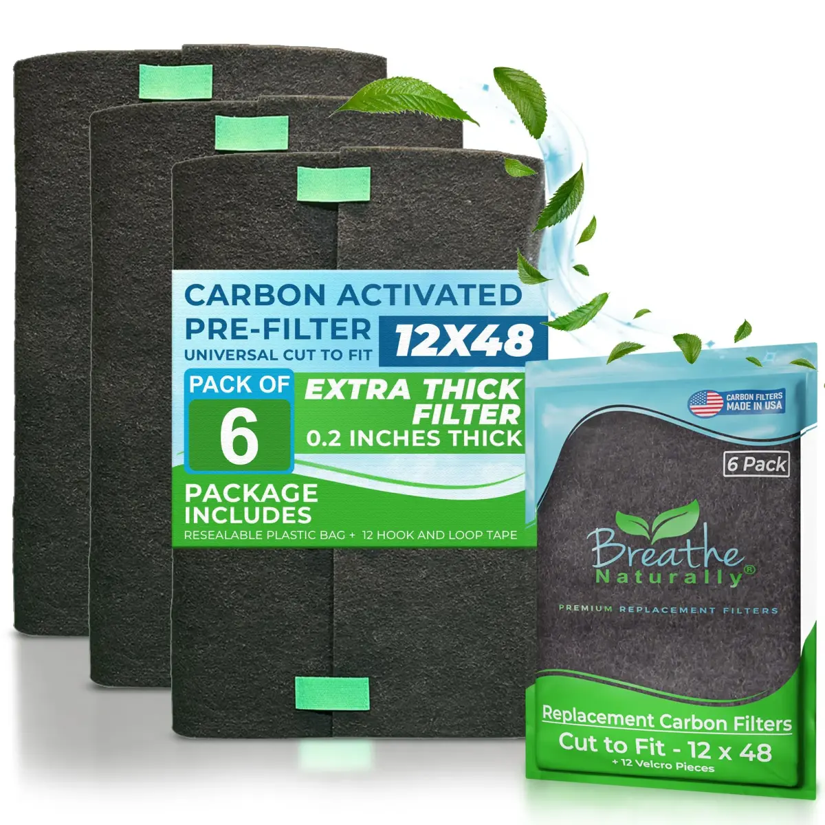 Breathe Naturally 12x48 Cut-to-Fit Activated Carbon Air Filter - 6 Pack - main product image