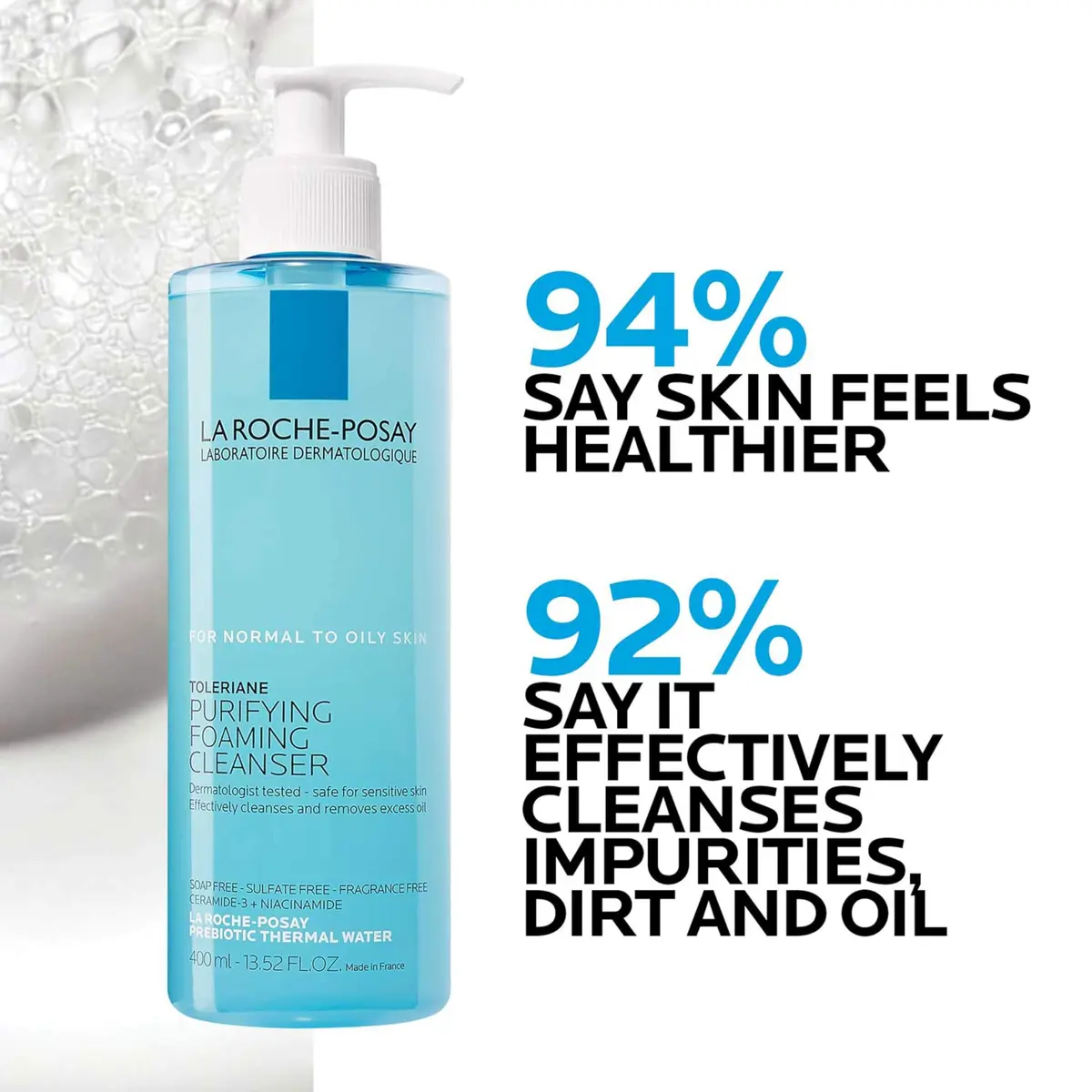 La Roche-Posay Toleriane Purifying Foaming Facial Cleanser 200ml (6.76 Fl Oz) | Dermatologist Tested for Sensitive Skin - view 4