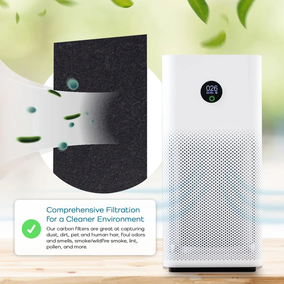 Breathe Naturally Universal Cut-to-Fit Carbon Activated Air Filter 4 Pack (16x48 inches) | Extra Thick 0.2" Filtration for Air Purifiers & Vents - view 8