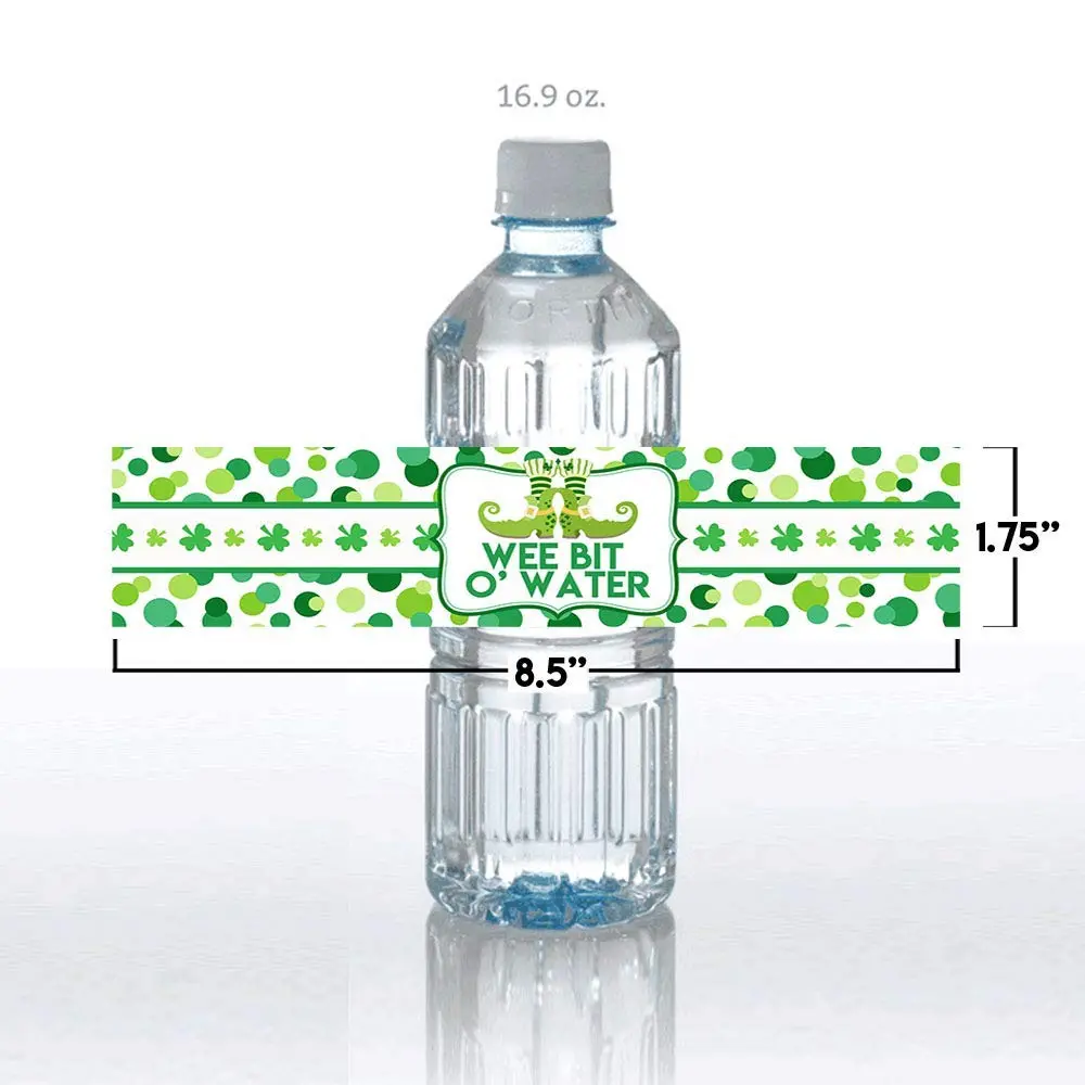 Amanda Creation Wee Bit O’ Fun St. Patrick’s Day Waterproof Water Bottle Sticker Wrappers, 20 Labels (1.75" x 8.5") | Waterproof Vinyl Wraps - view 6
