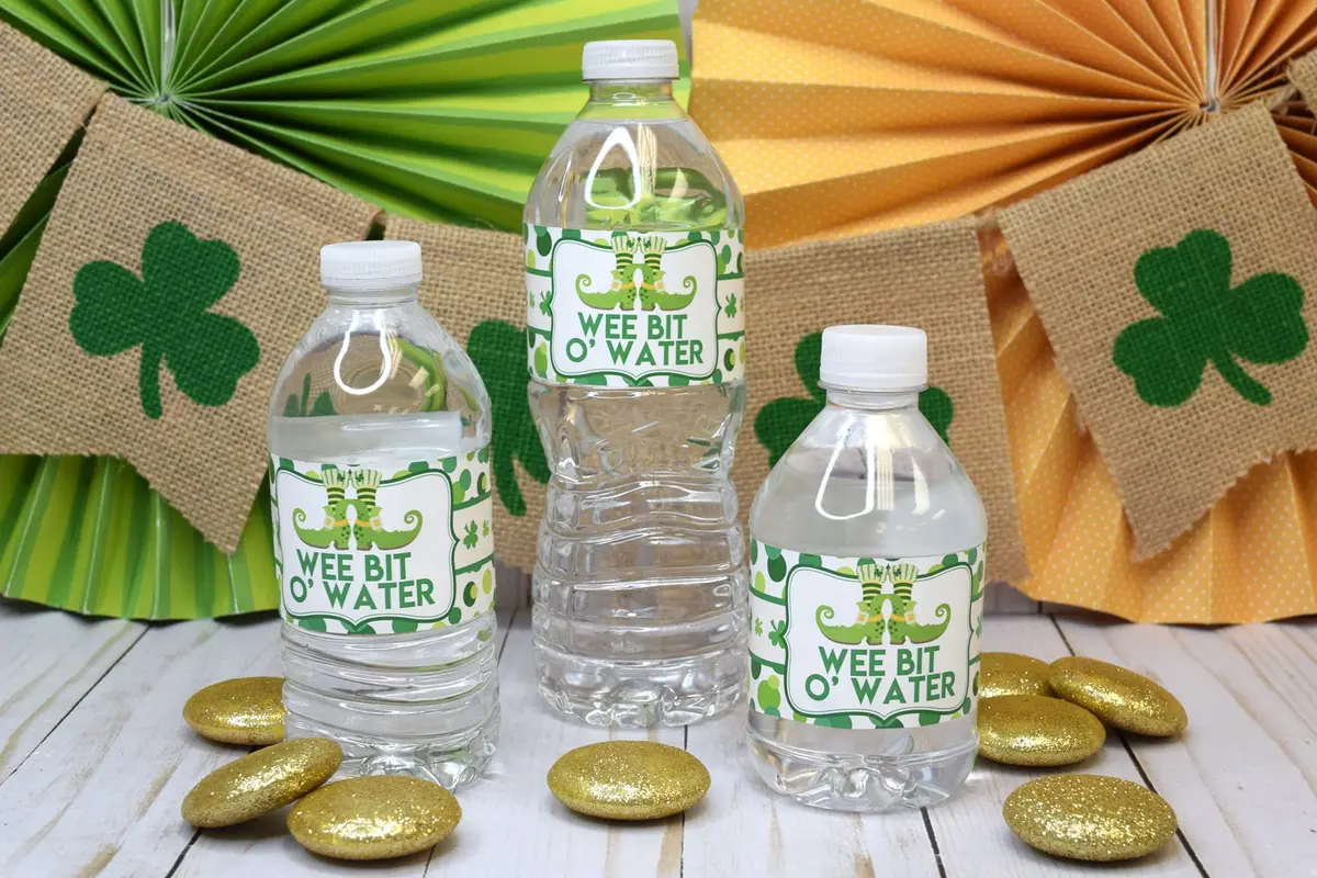 Amanda Creation Wee Bit O’ Fun St. Patrick’s Day Waterproof Water Bottle Sticker Wrappers, 20 Labels (1.75" x 8.5") | Waterproof Vinyl Wraps - view 2