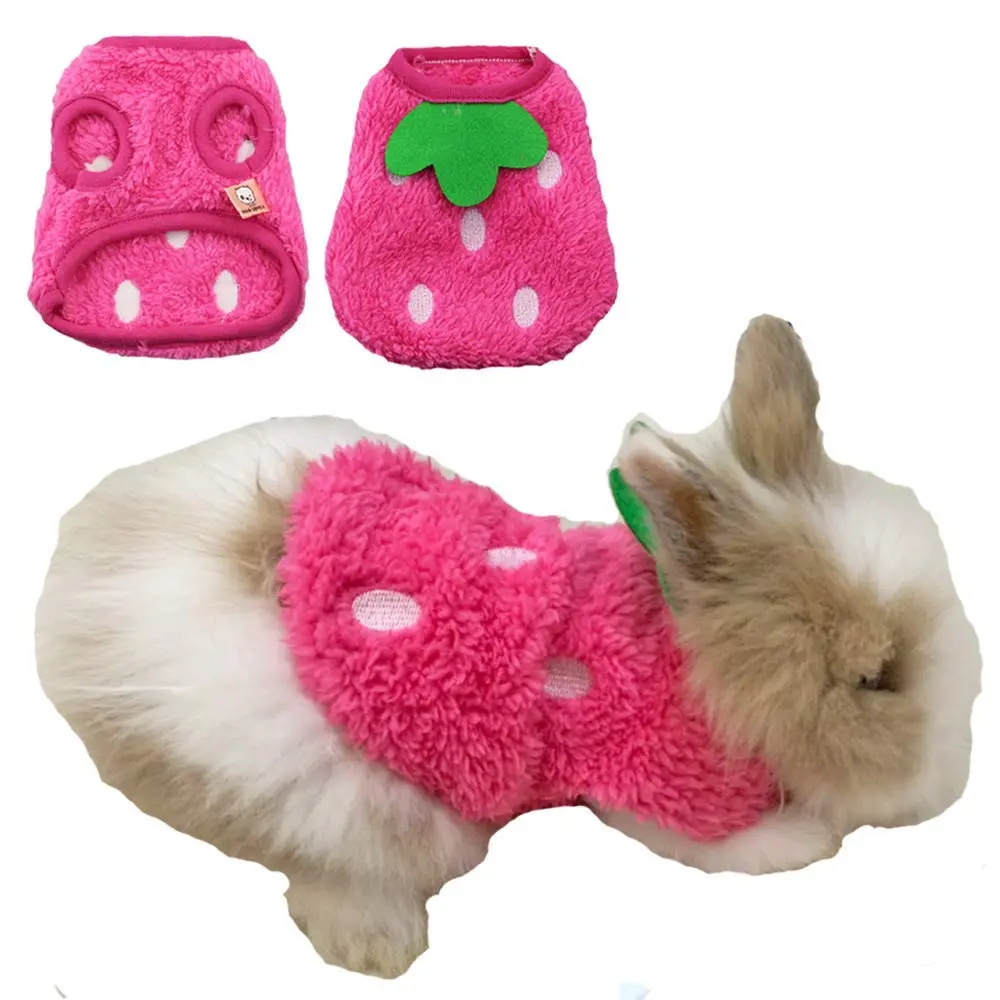 ANIAC Bunny Clothes for Rabbits Warm Kitten Vest Fleece XXXS Pink | Cozy Small Animal T-Shirt - main product image