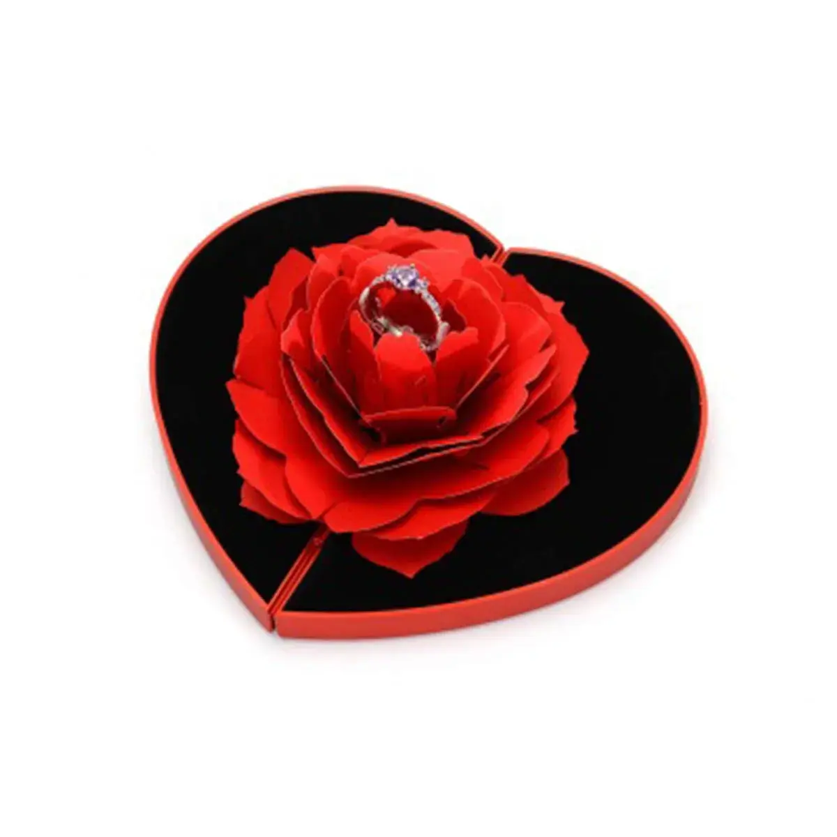 wonuu Red Heart Rose Ring Box for Proposal & Engagement | 13.5 cm (5.3 in) - main product image