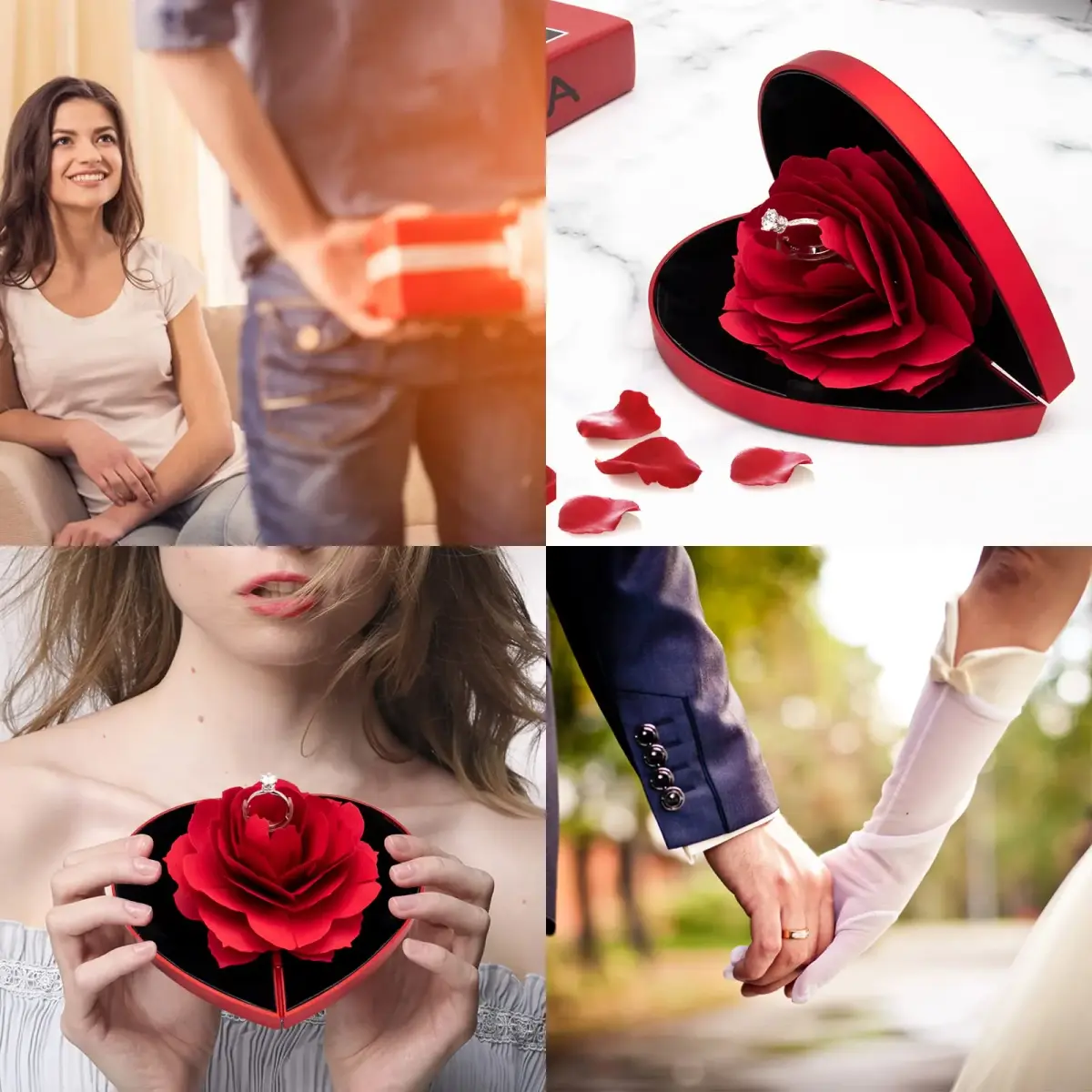 wonuu Red Heart Rose Ring Box for Proposal & Engagement | 13.5 cm (5.3 in) - view 7