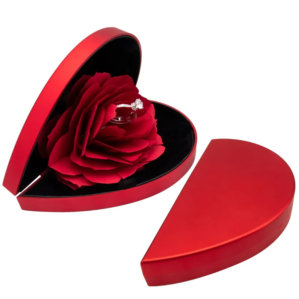 wonuu Red Heart Rose Ring Box for Proposal & Engagement | 13.5 cm (5.3 in) - view 2