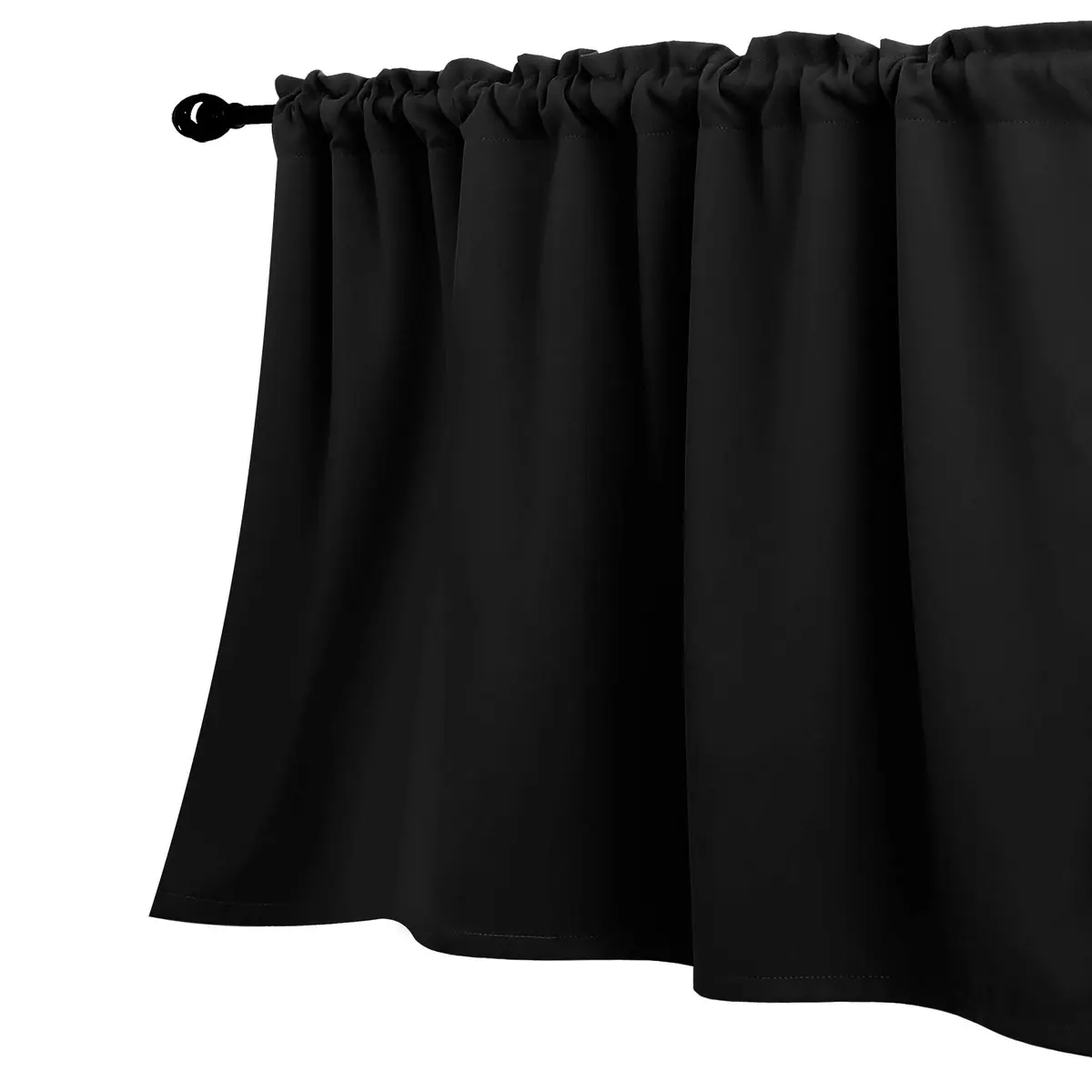 KOUFALL Black Valances for Windows 52 W x 15 L inch | Blackout Curtain for Kitchen & Bathroom - main product image