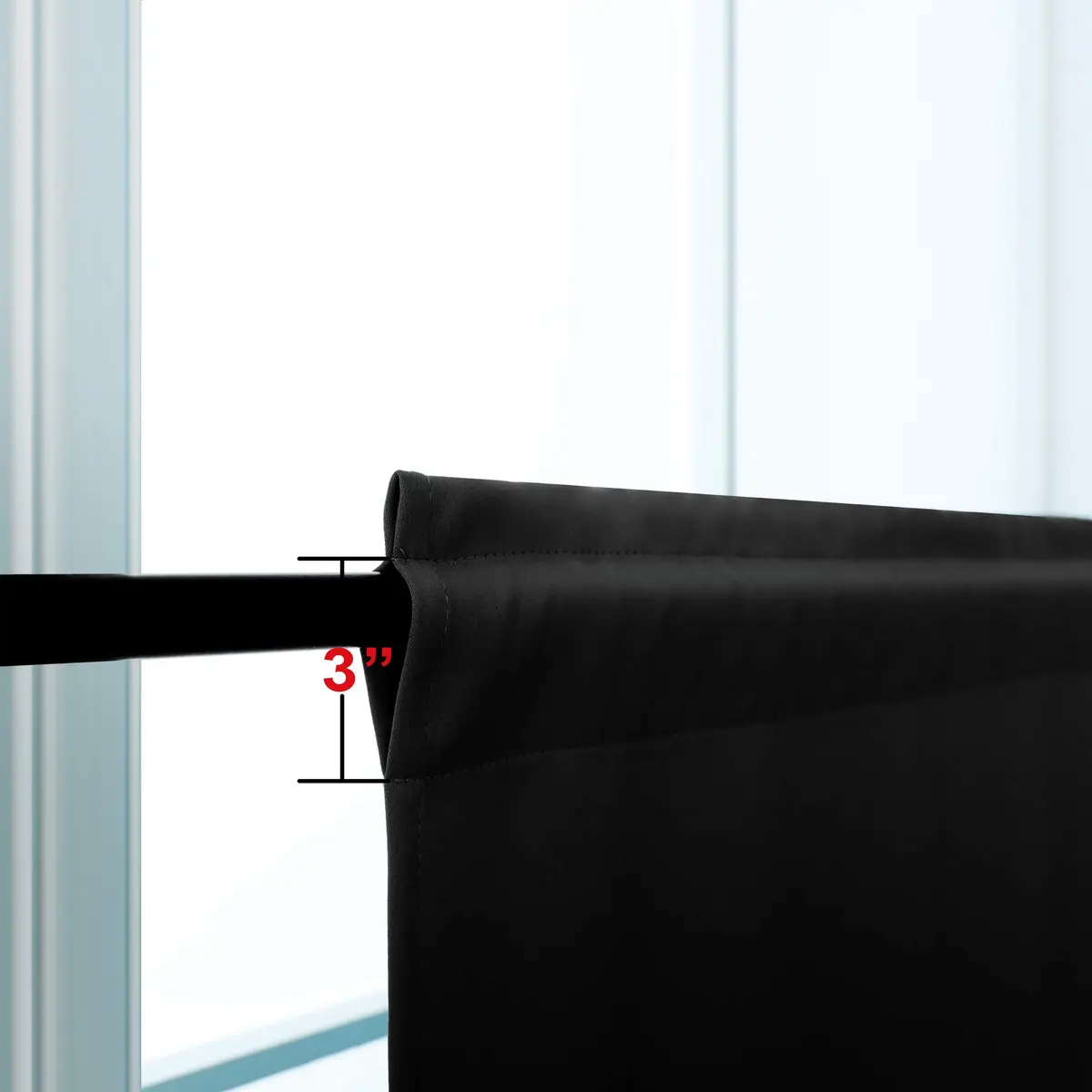 KOUFALL Black Valances for Windows 52 W x 15 L inch | Blackout Curtain for Kitchen & Bathroom - view 3
