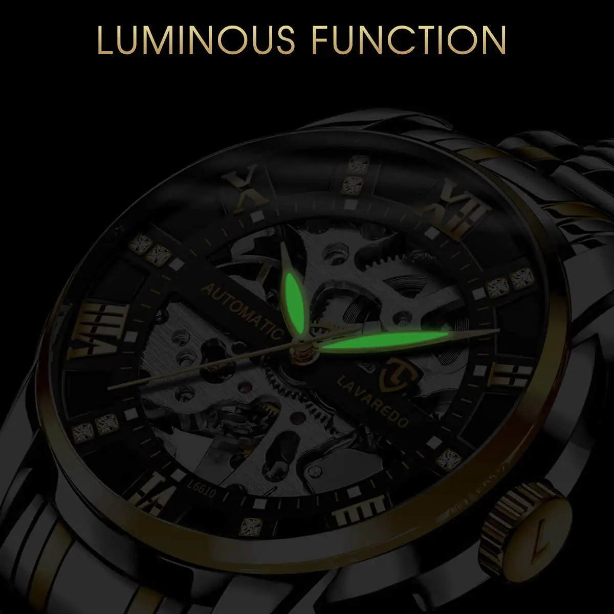 A ALPS Automatic Mechanical Watch for Men | 41mm Stainless Steel Case, Skeleton Dial, 30M Water Resistance - view 6
