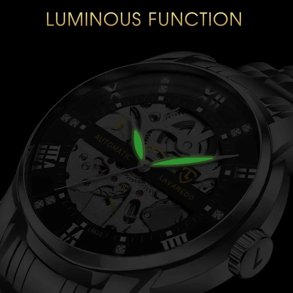 A ALPS Automatic Mechanical Watch for Men, 41mm Stainless Steel Case, 20mm Band, 30M Water Resistant | Skeleton Dial - view 4