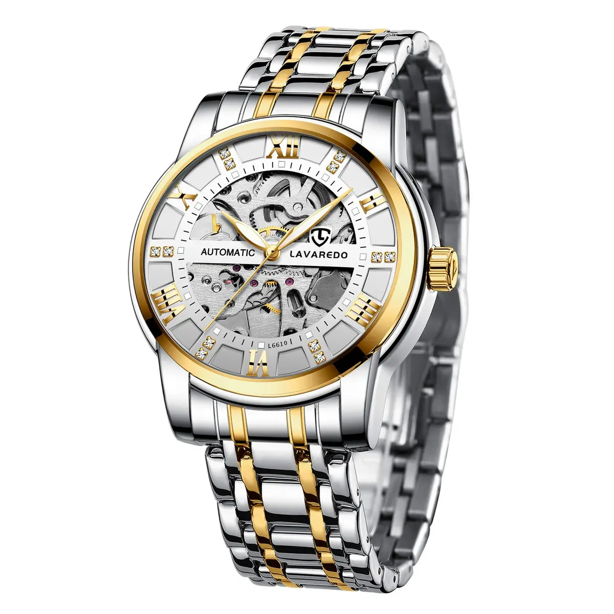 A ALPS Mens Watch, Automatic Self-Winding Mechanical Waterproof Watch | Luxurious Skeleton Dial, 41mm, Silver Strap - main product image