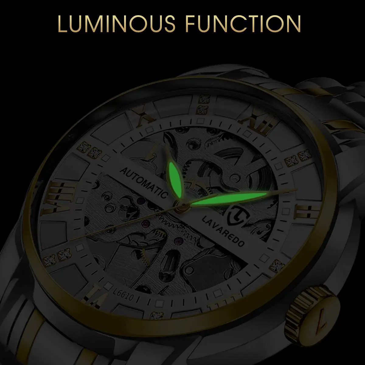 A ALPS Mens Watch, Automatic Self-Winding Mechanical Waterproof Watch | Luxurious Skeleton Dial, 41mm, Silver Strap - view 5