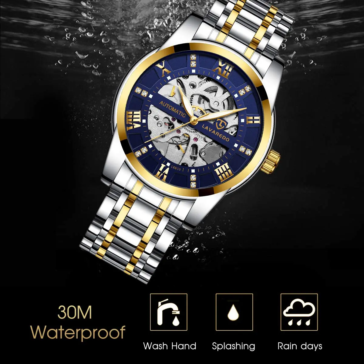 A ALPS Mens Watch, Automatic Self-Winding Mechanical Waterproof Watch with Roman Numerals - view 6