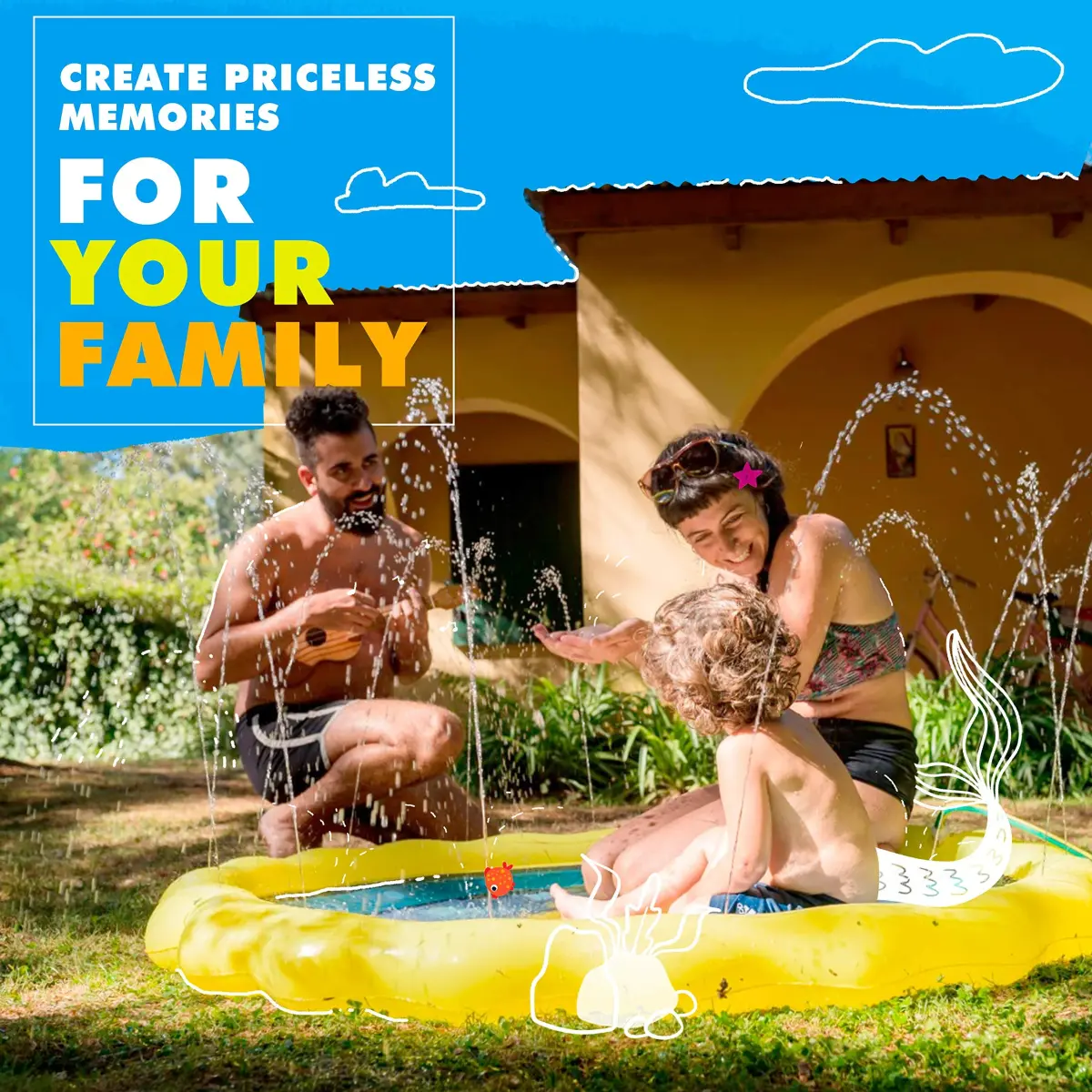 SplashEZ 3-in-1 Splash Pad, Sprinkler & Baby Pool 60" (152 cm) | Educational Water Play Mat for Kids - view 6