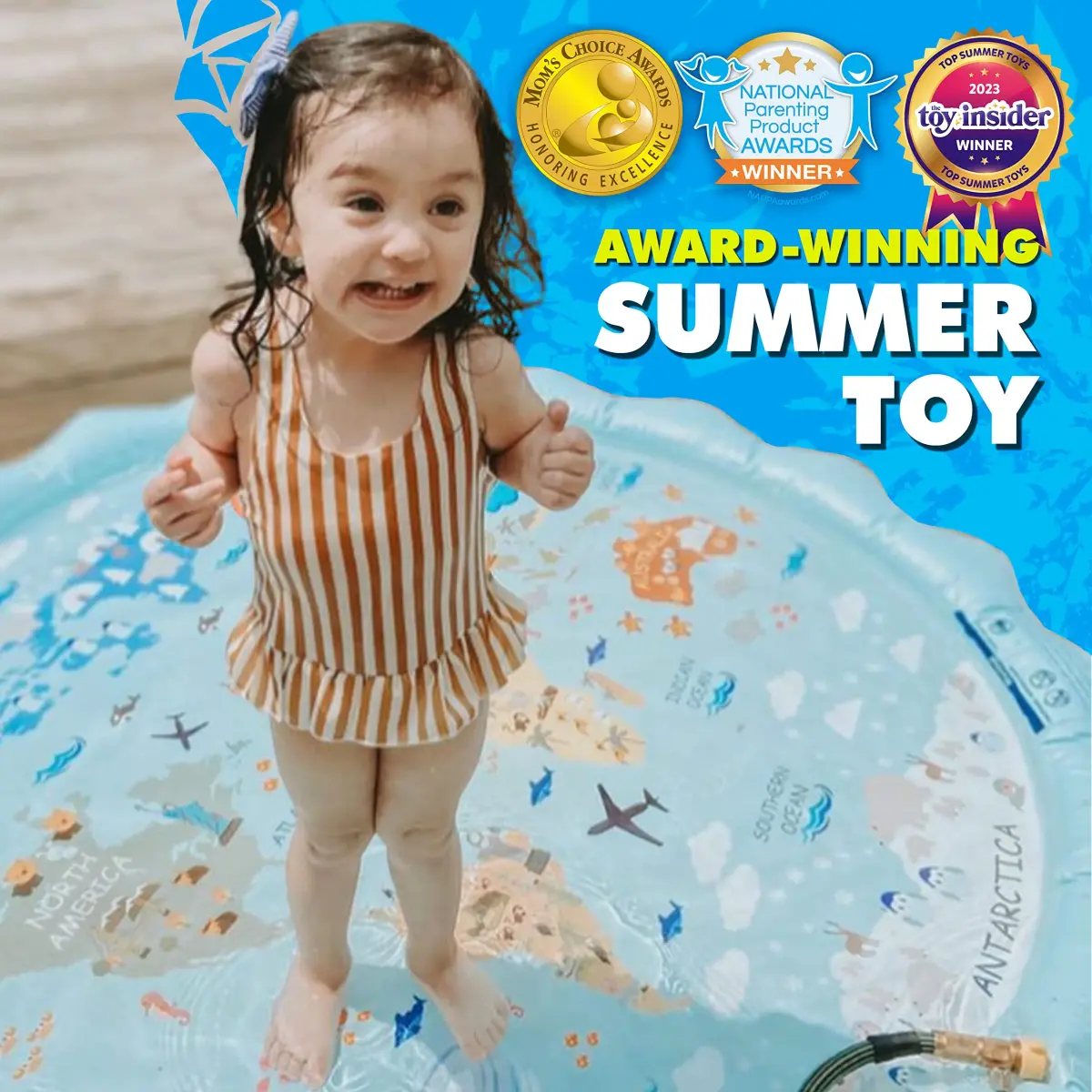 SplashEZ 3-in-1 Splash Pad, Sprinkler & Baby Pool 60" (152 cm) | Educational Water Play Mat for Kids - view 3