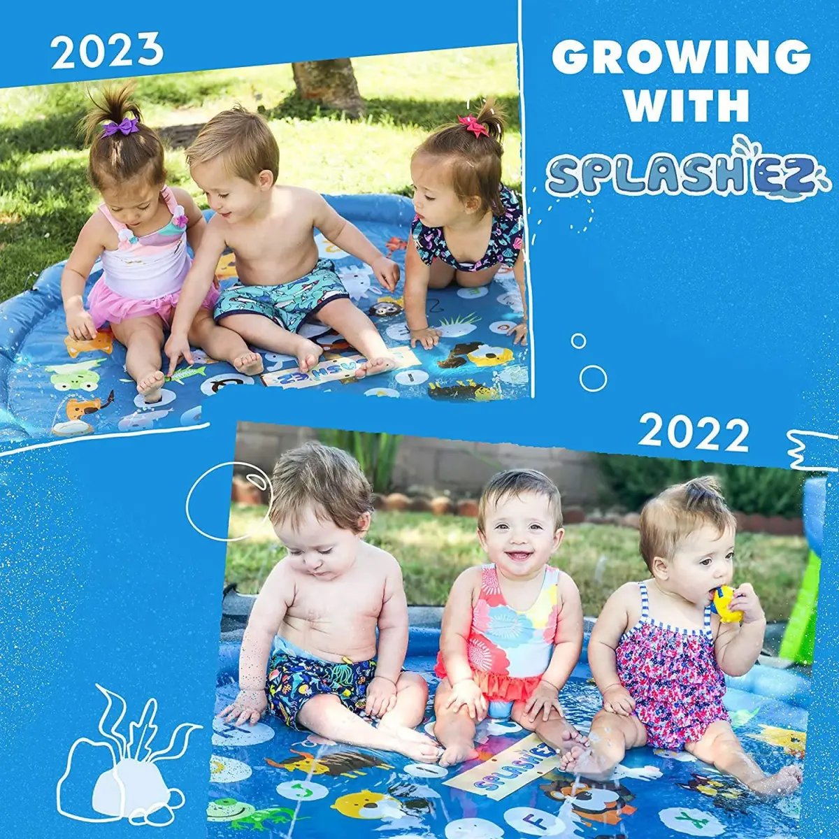 SplashEZ 3-in-1 Splash Pad, Sprinkler & Baby Pool 60" (152 cm) | Educational Water Play Mat for Kids - view 4