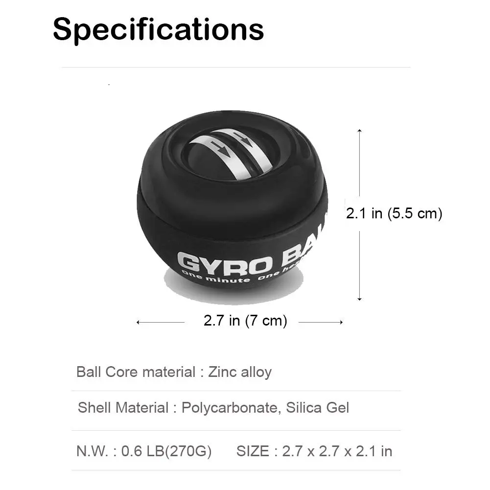 GOZATO Auto-Start Gyroscopic Wrist Trainer Ball 255g (9 oz) | Strengthens Wrists, Forearms & Grip - view 2