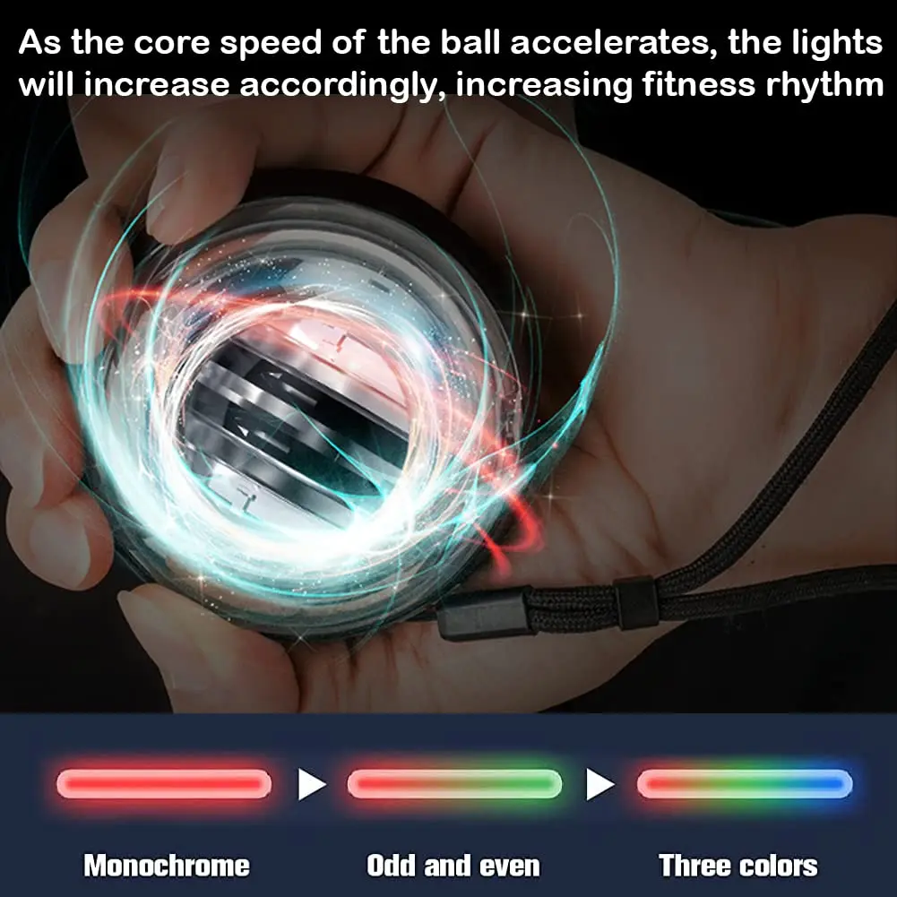 GOZATO Auto-Start Wrist Power Gyro Ball with LED Lights, Wrist & Forearm Exerciser, 22kg Resistance | Grips, Strengthens, and Rehabilitates - view 5